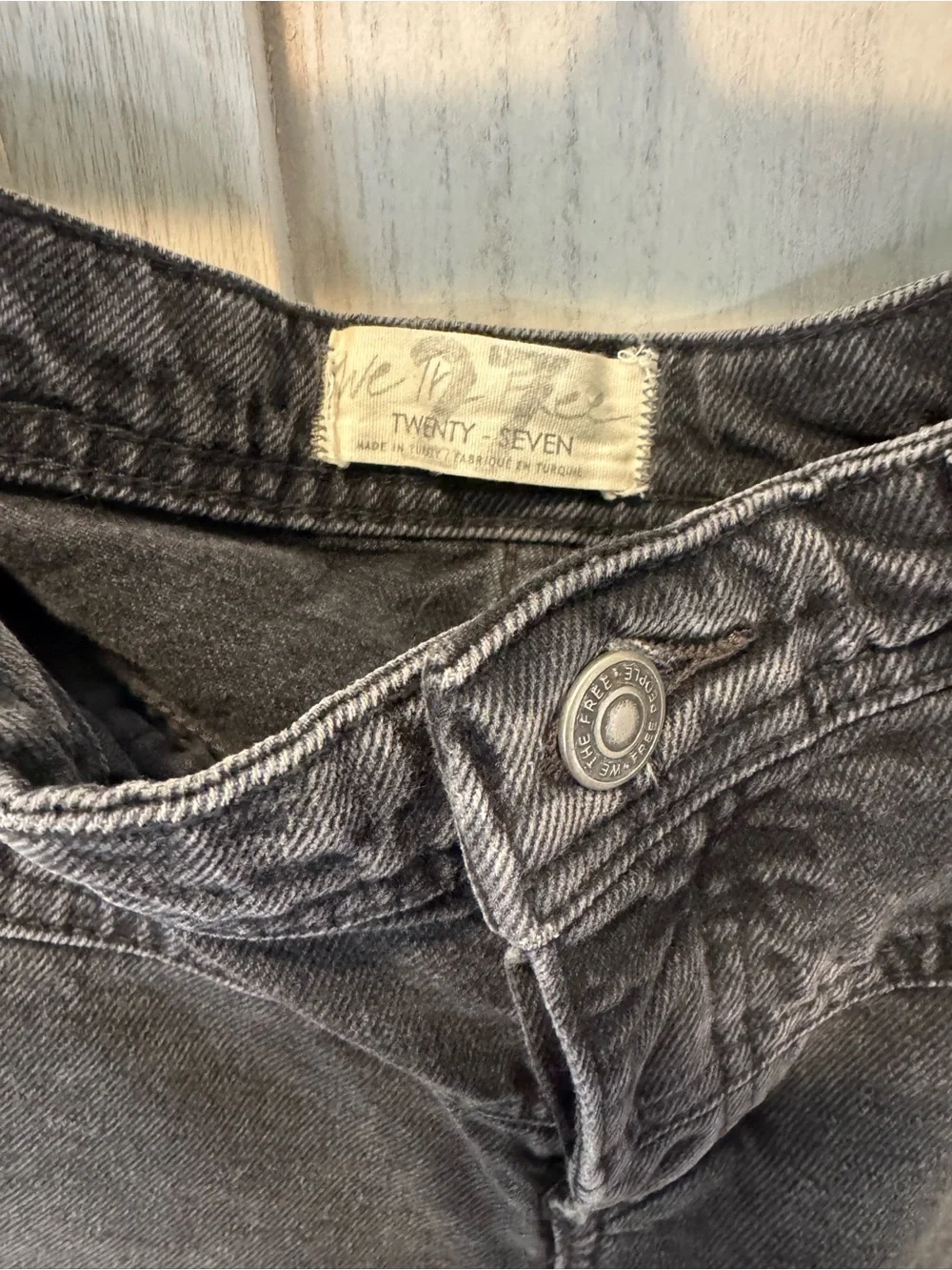 We The Free Black Washed Straight Leg Jeans